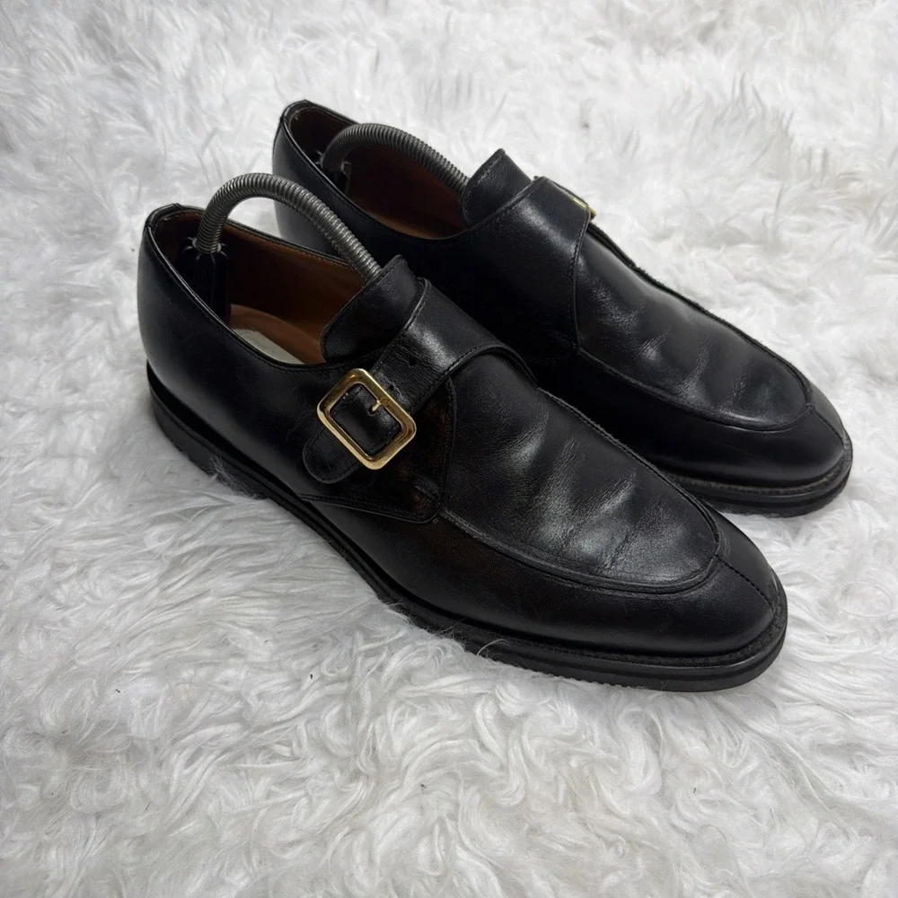 Vintage Made England Monk Strap Dress Shoes‎ Oxfords E.T Wright Black Mens 10.5